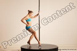 Underwear Gymnastic poses Woman White Moving poses Slim long blond Dynamic poses Academic